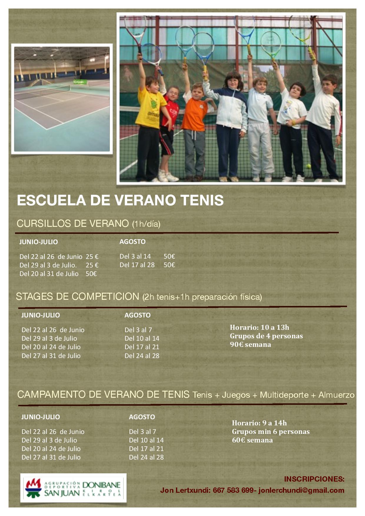 Cartel de verano tenis 2015