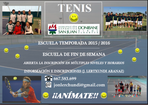 Cartel Escuela de Tenis 2015-16