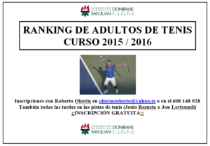 Ranking Tenis Adultos 2015-16