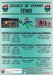 Cartel Cursos de Verano Tenis 2016 ADSJ-DKE