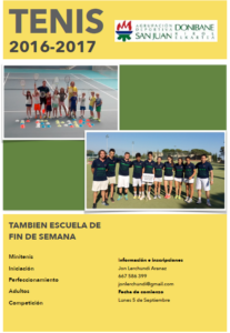 Cartel Escuela Tenis 2016-2017